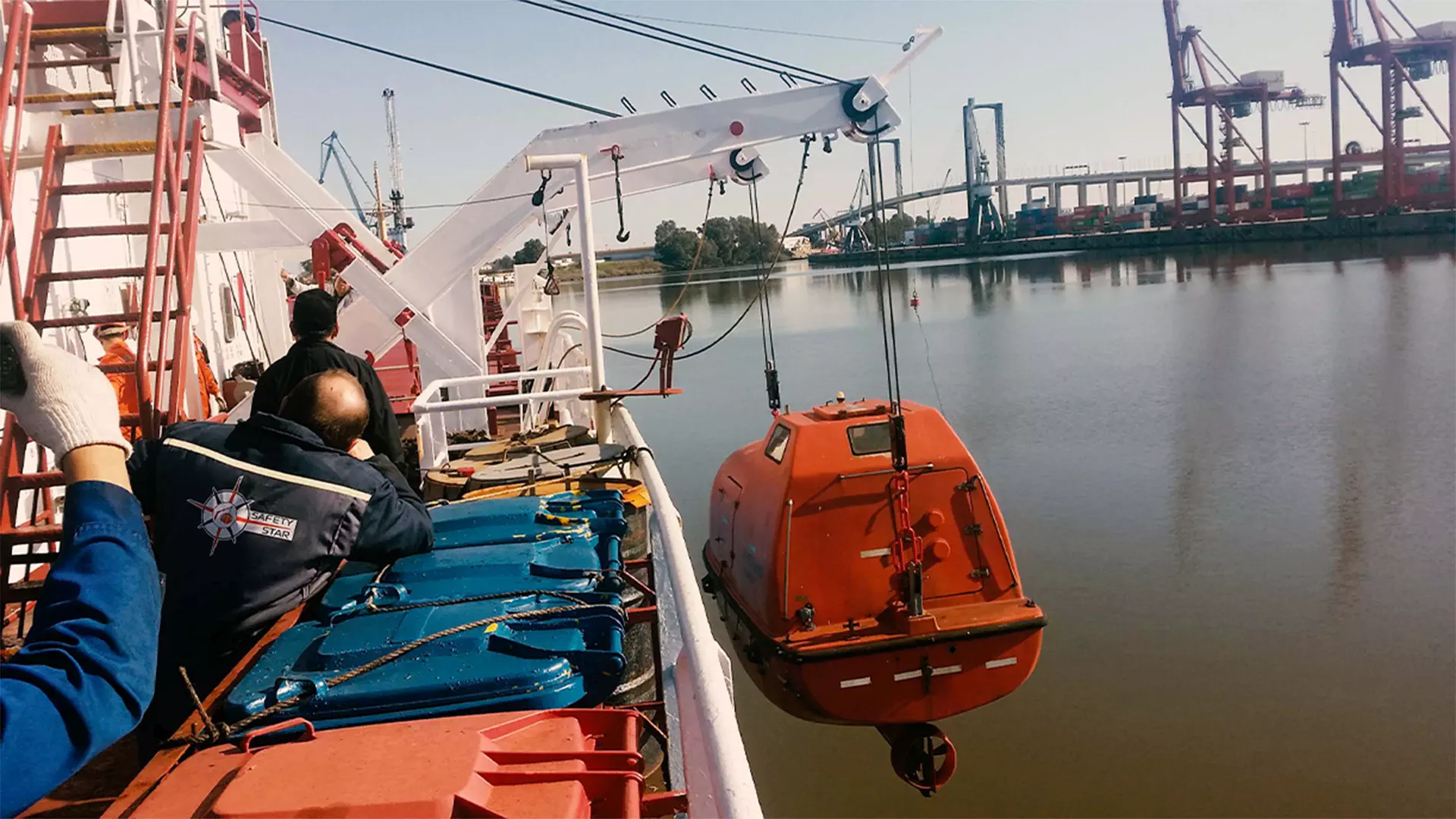 Load tests of cranes and davits, boats in accordance with ILO and MSC 402 (96)